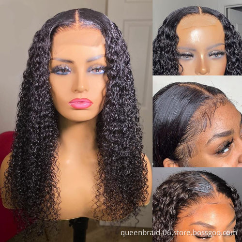 Water Wave Lace Front Wigs Human Hair 4x4 Lace Closure Wigs for Black Women Brazilian Virgin Hair Wet and Wavy Wig Natural Color